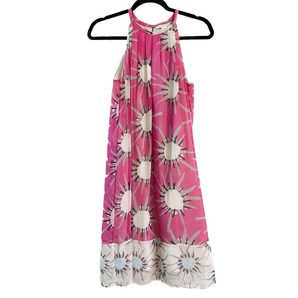Diane von Fursetenberg Lainey Silk Pink Halter Dress Sunburst Resortwear Sz 0
